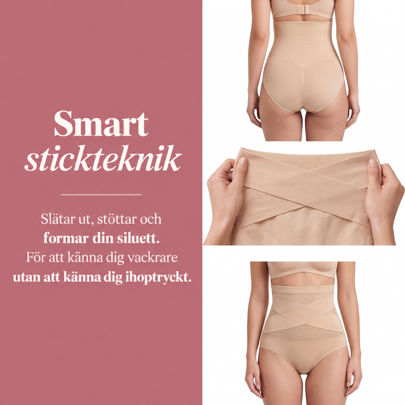 Smart stickteknik och de integrerade korslagda stödbanden i LUMIVE-trosorna