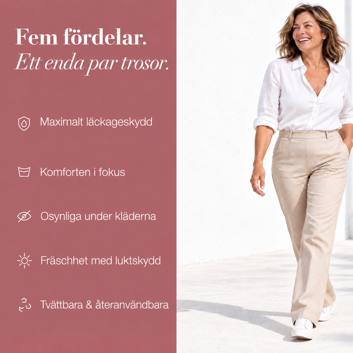 LUMIVE™ Läcksäkra trosor med hög midja i 4 lager