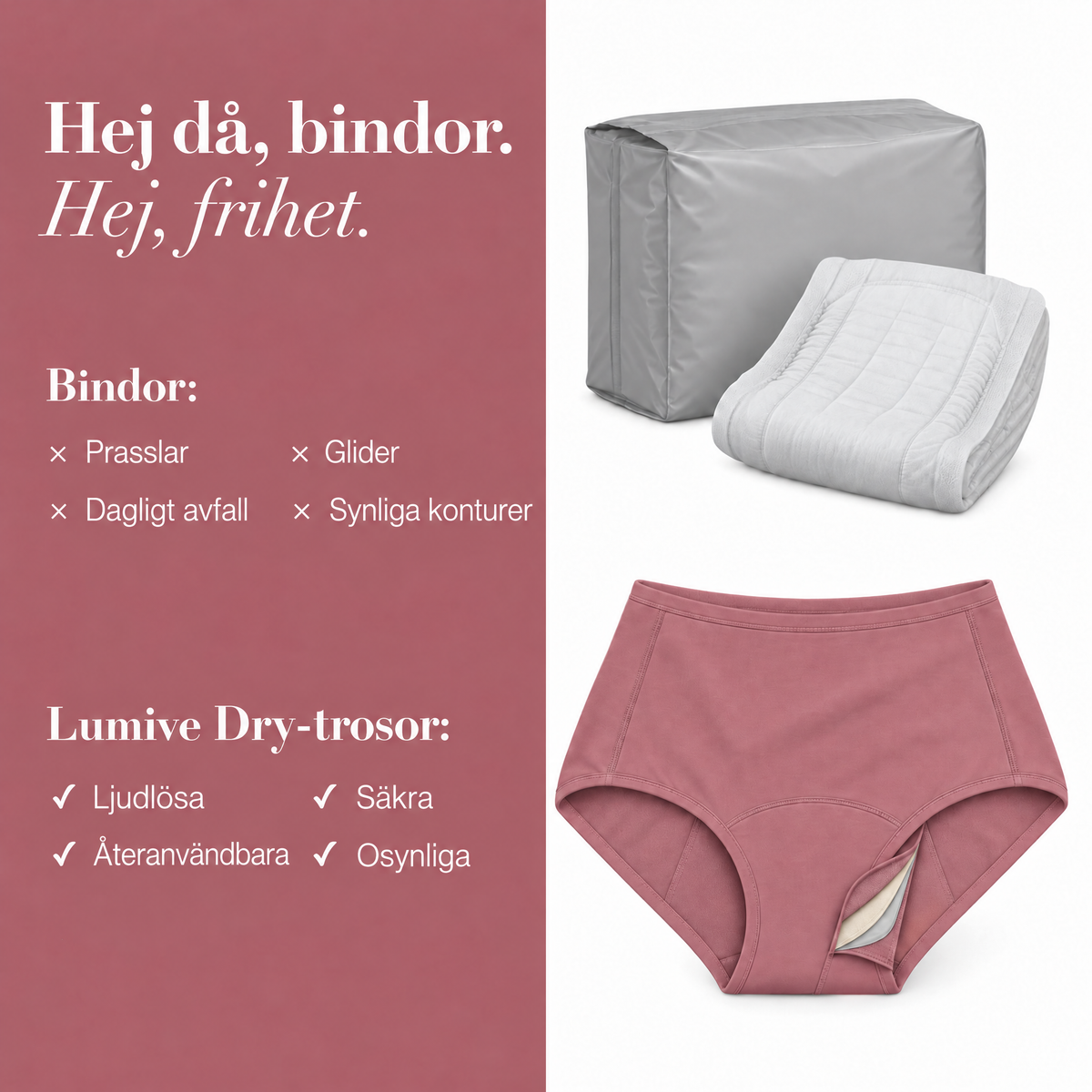 LUMIVE™ Läcksäkra trosor med hög midja i 4 lager
