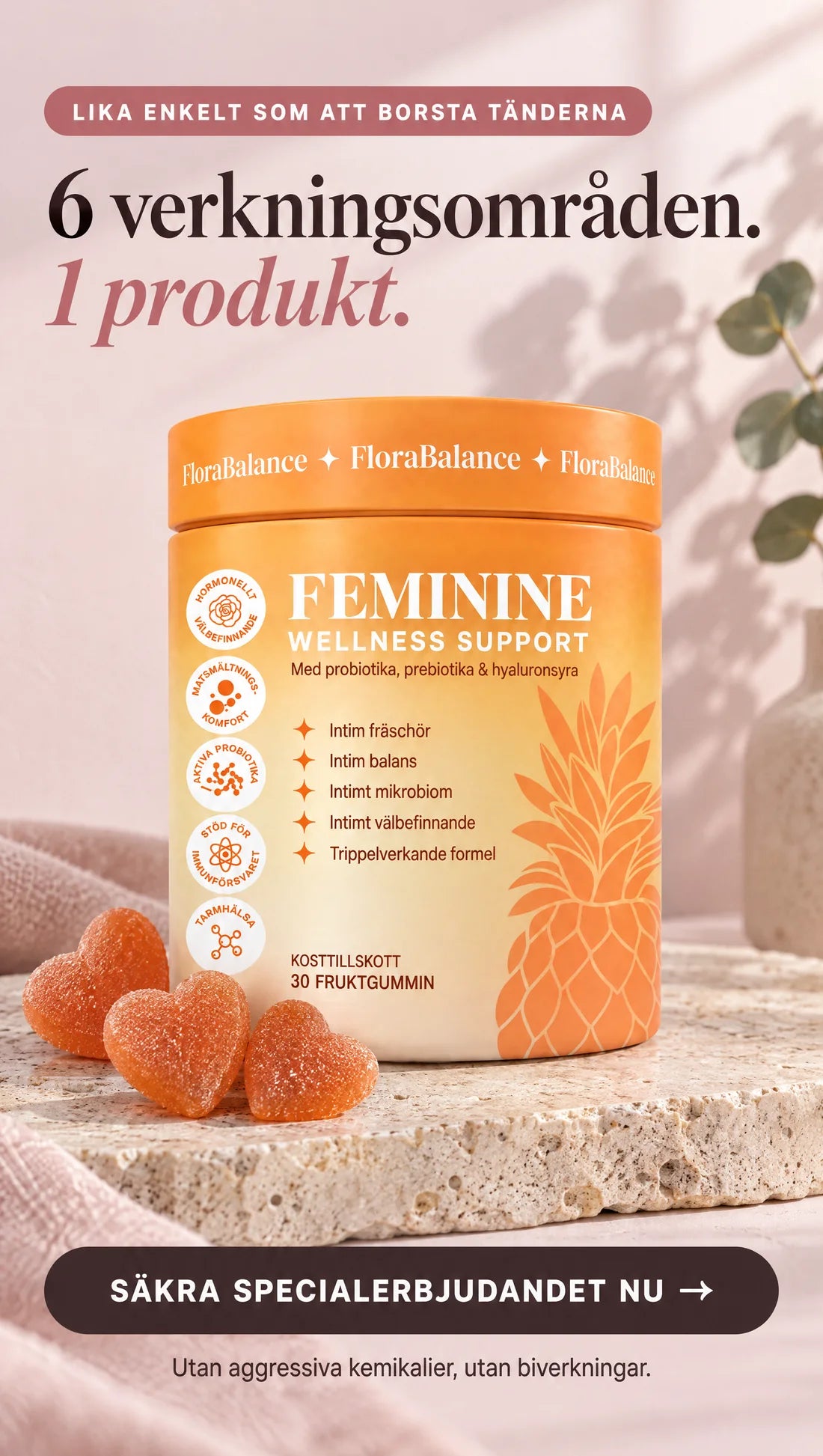 6 verkningsområden. 1 produkt.
